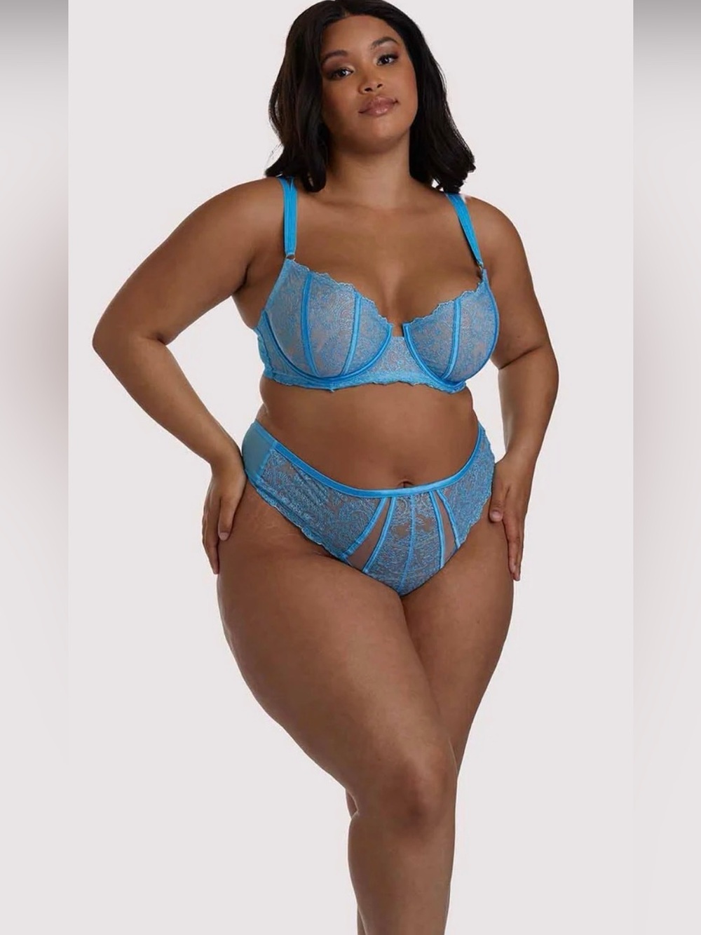 Peyton Blue Bra and thong Underwire Bra & Brief Set in Bright Blue